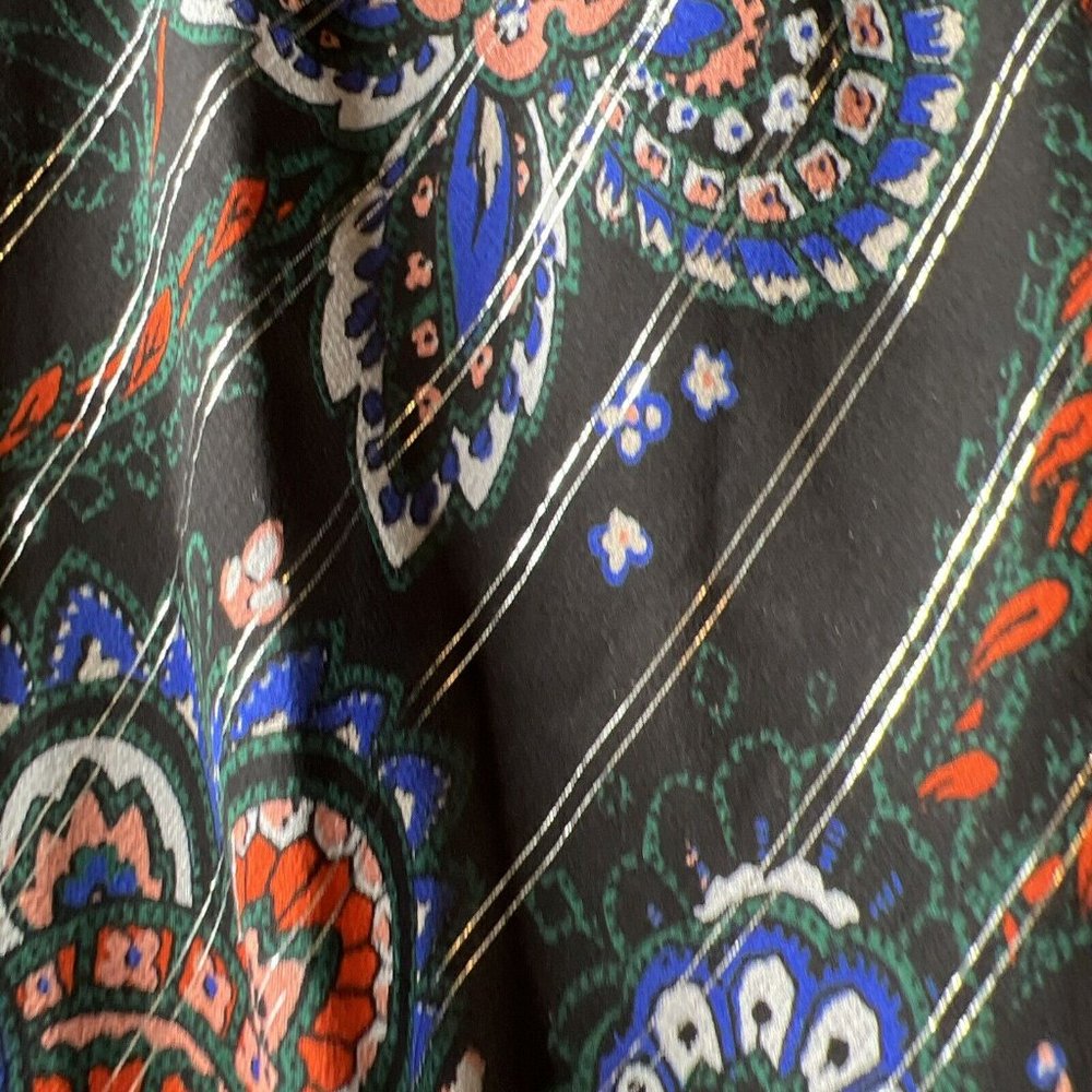 Veronica Beard Black Floral Maxi Dress with Navy and Rust Accents - Picture 9 of 15